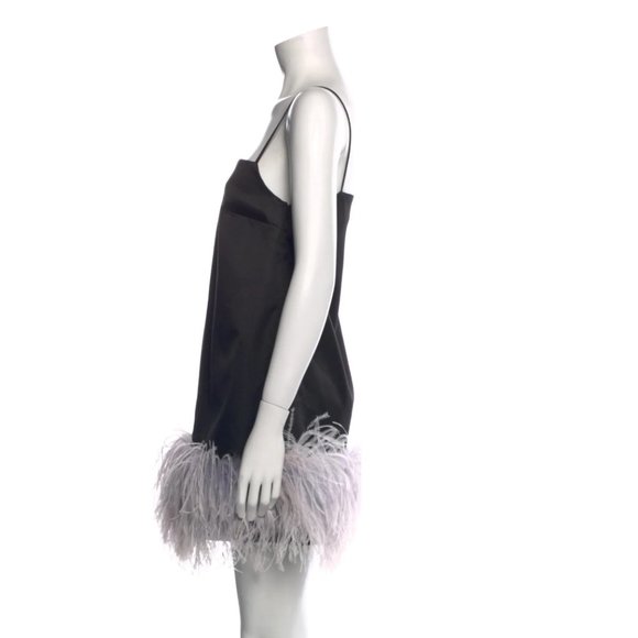 16ARLINGTON Black mini dress with feather trim - Picture 8 of 12